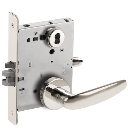 Schlage Grade 1 Storeroom Mortise Lock, SFIC Prep Less Core, 07 Lever, A Rose, Bright Chrome Finish L9080B 07A 625